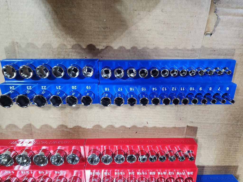 TEKTON 6-Point Socket Organizer Set – No-Skip Full Set | Extended Tray System | PETG 3D Printed (1/4", 3/8", 1/2")