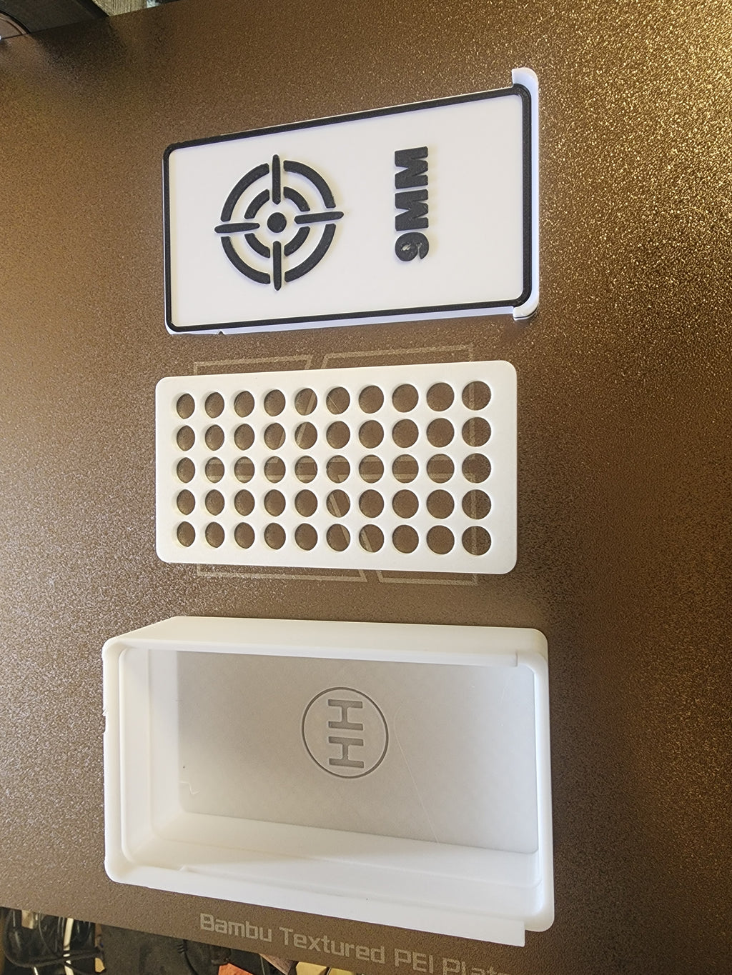 9mm Ammo Storage Box – 50 Round Capacity (3D Printed PETG)