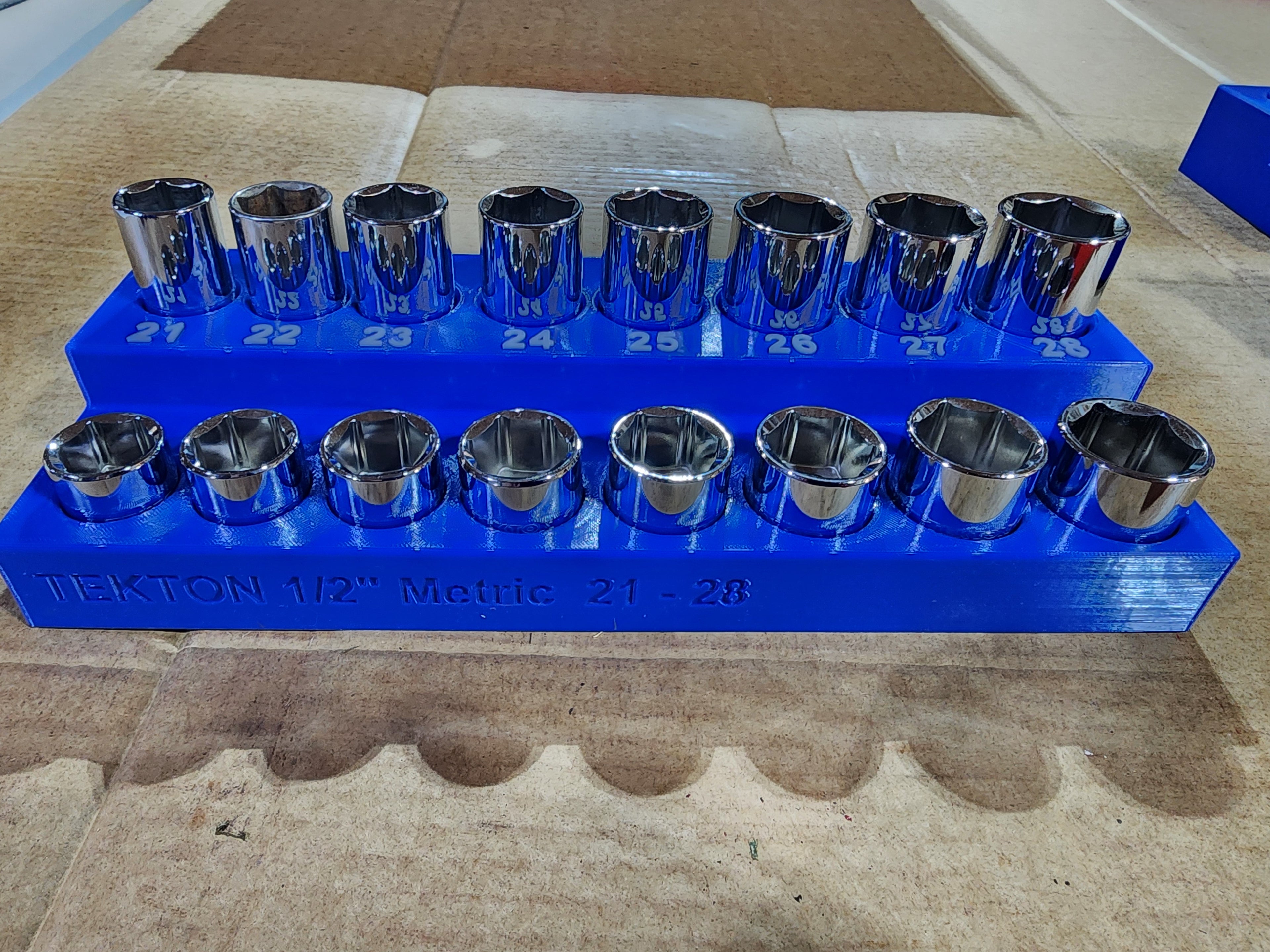 TEKTON 6-Point Socket Organizer Set – No-Skip Full Set | Extended Tray System | PETG 3D Printed (1/4", 3/8", 1/2")