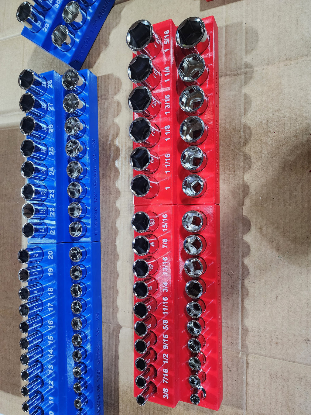 TEKTON 6-Point Socket Organizer Set – No-Skip Full Set | Extended Tray System | PETG 3D Printed (1/4", 3/8", 1/2")