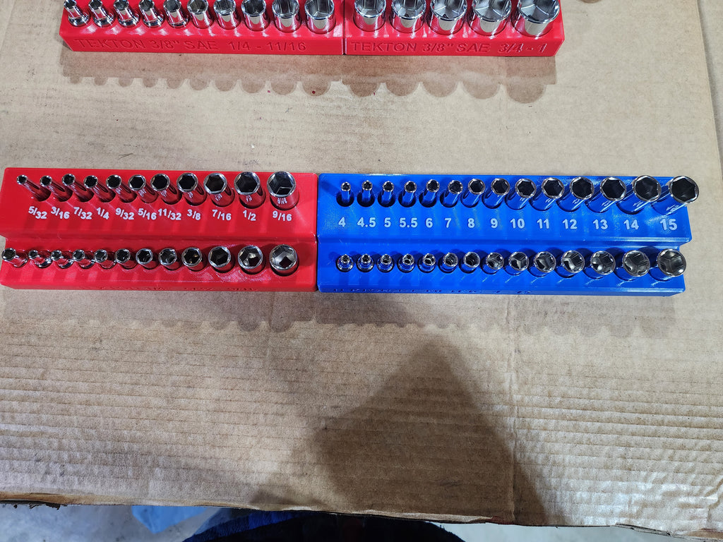 TEKTON 6-Point Socket Organizer Set – No-Skip Full Set | Extended Tray System | PETG 3D Printed (1/4", 3/8", 1/2")