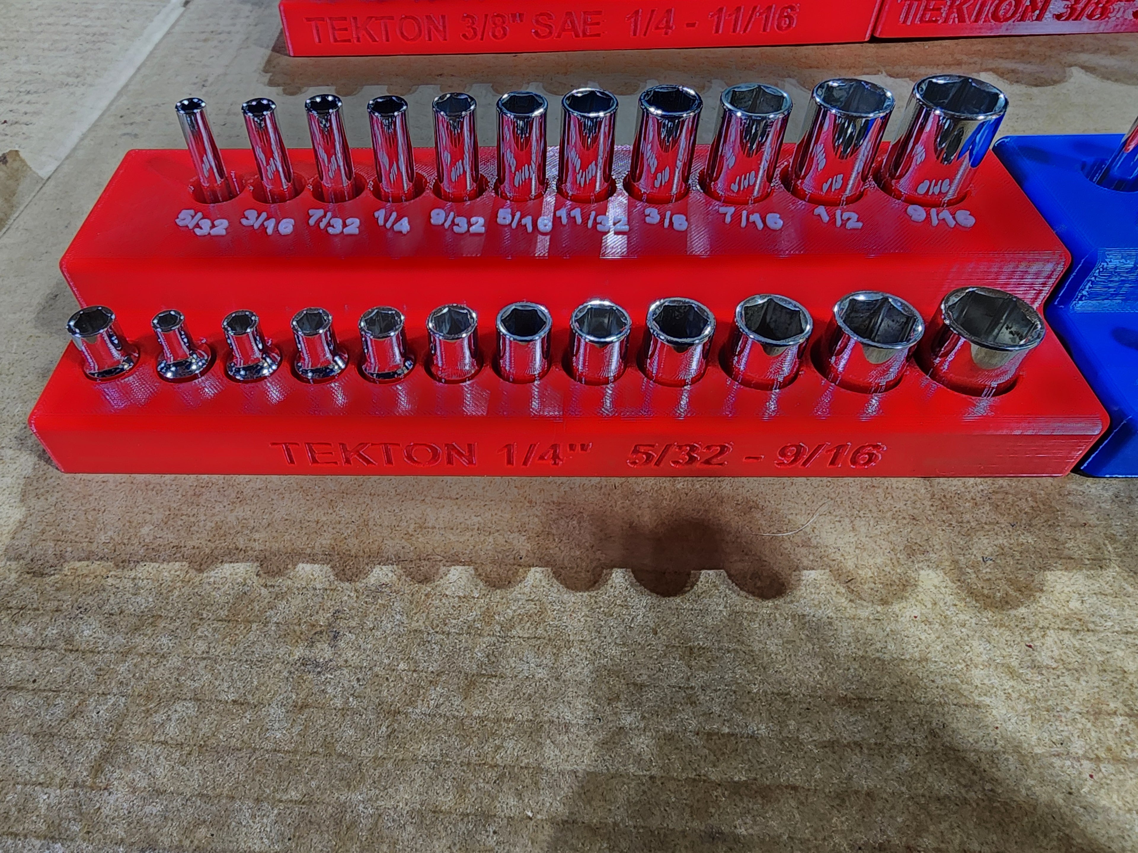 TEKTON 6-Point Socket Organizer Set – No-Skip Full Set | Extended Tray System | PETG 3D Printed (1/4", 3/8", 1/2")