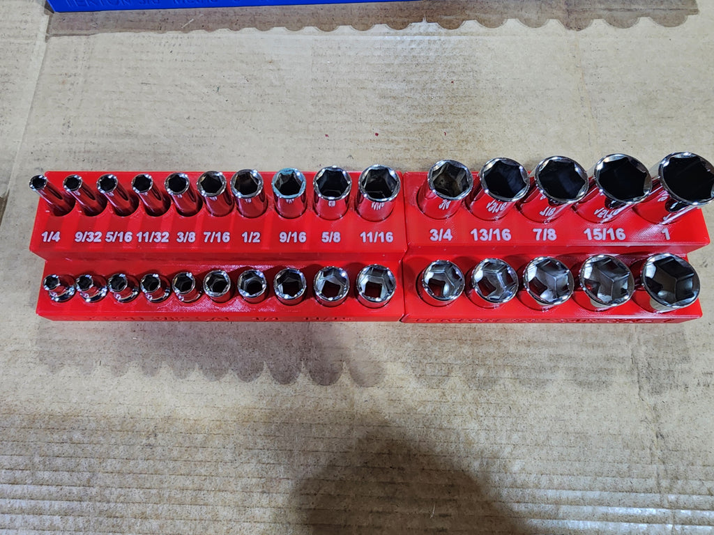 TEKTON 6-Point Socket Organizer Set – No-Skip Full Set | Extended Tray System | PETG 3D Printed (1/4", 3/8", 1/2")