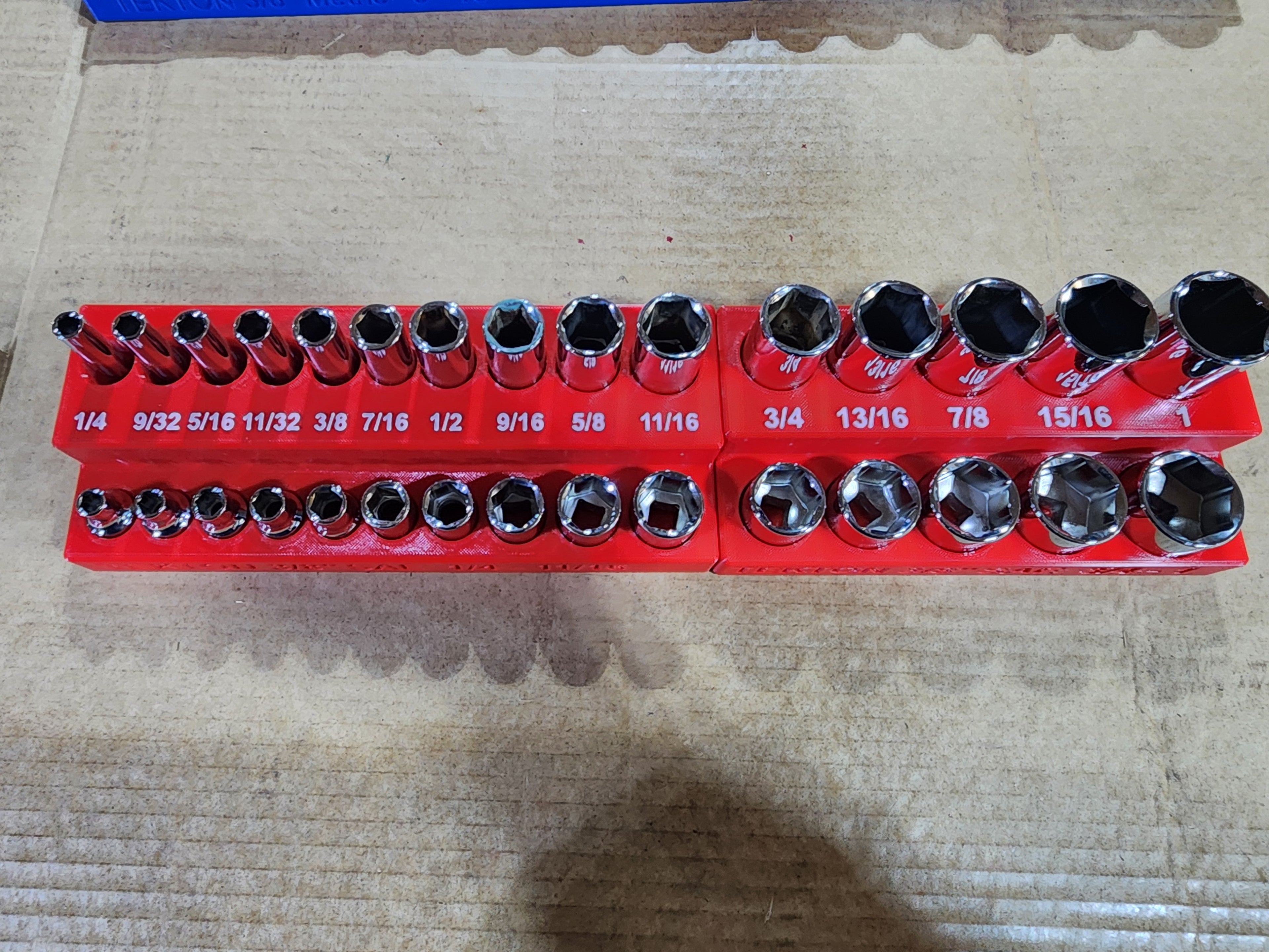 TEKTON 6-Point Socket Organizer Set – No-Skip Full Set | Extended Tray System | PETG 3D Printed (1/4", 3/8", 1/2")