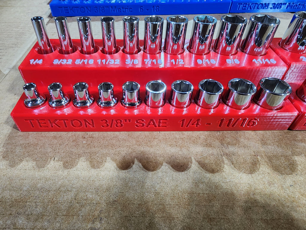 TEKTON 6-Point Socket Organizer Set – No-Skip Full Set | Extended Tray System | PETG 3D Printed (1/4", 3/8", 1/2")